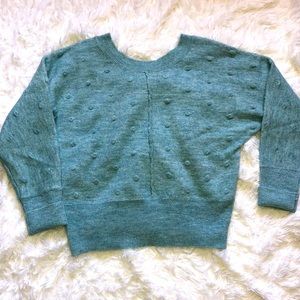 NWOT Light teal raised dot design V-back  sweater